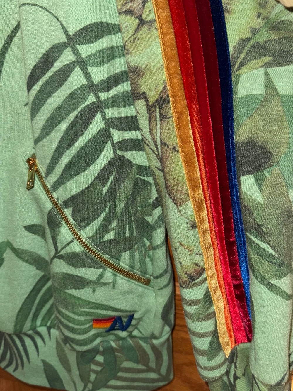 Rare Aviator Natuon Green Tiger Print Zip-Up Hoodie L - Picture 4 of 10